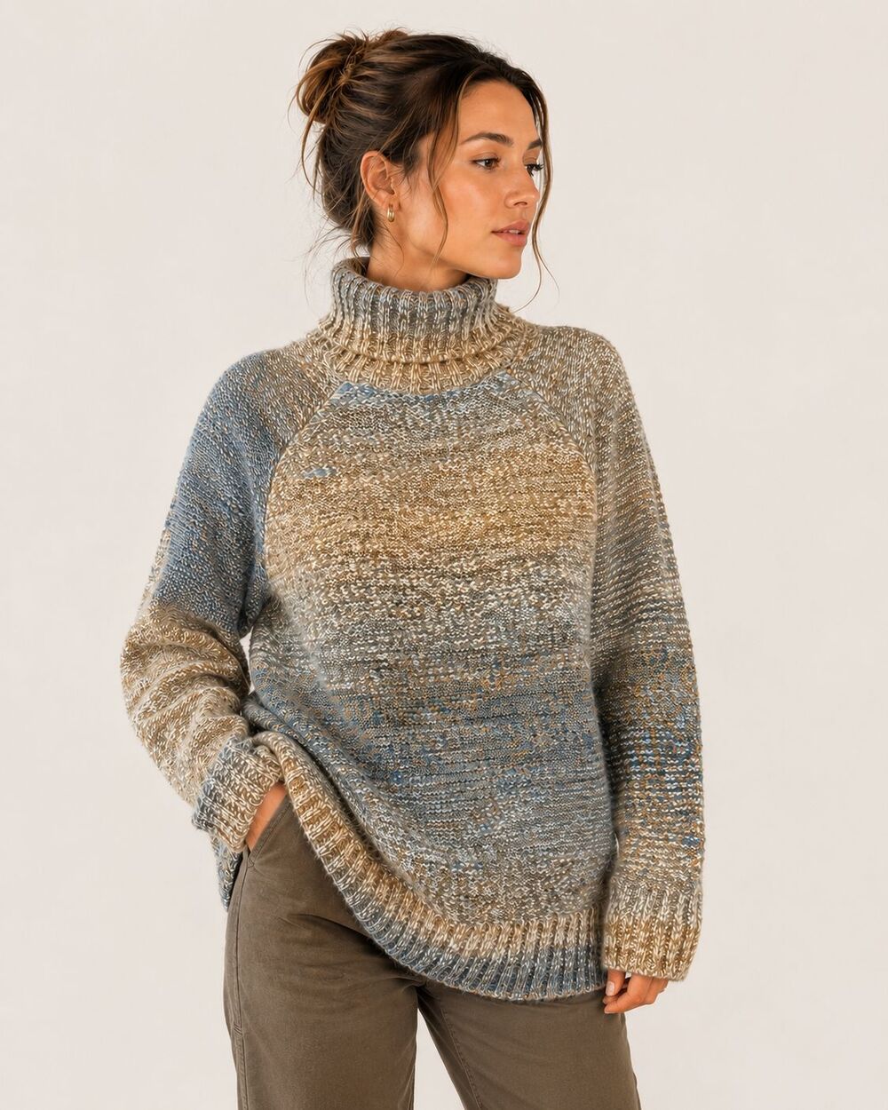 prAna Multicolor Marled Turtleneck Sweater XS Oversized Wool Blend